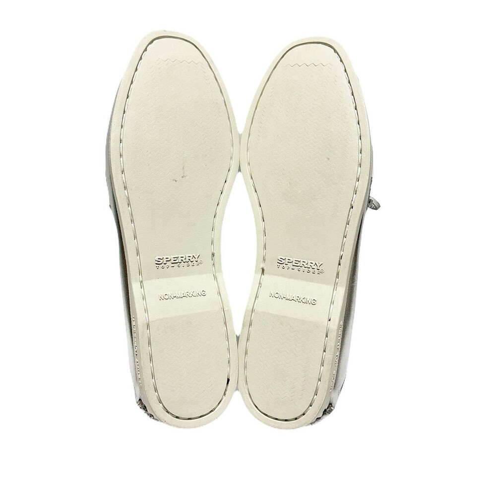 NEW Sperry Womens Size 10.5 Silver Leather Authentic Original Two-Eye Boat Shoe - Picture 8 of 9